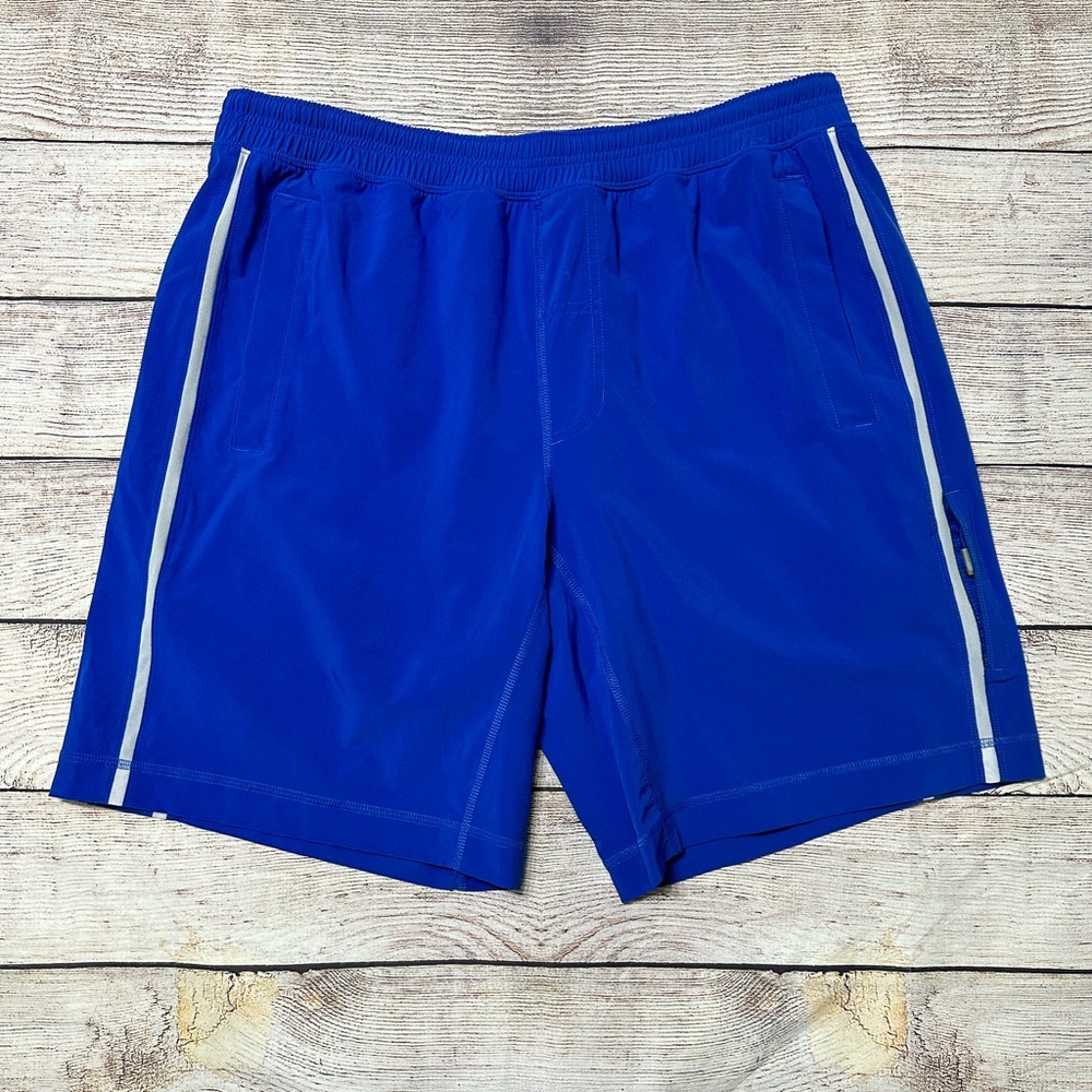 Lululemon blue and white shorts